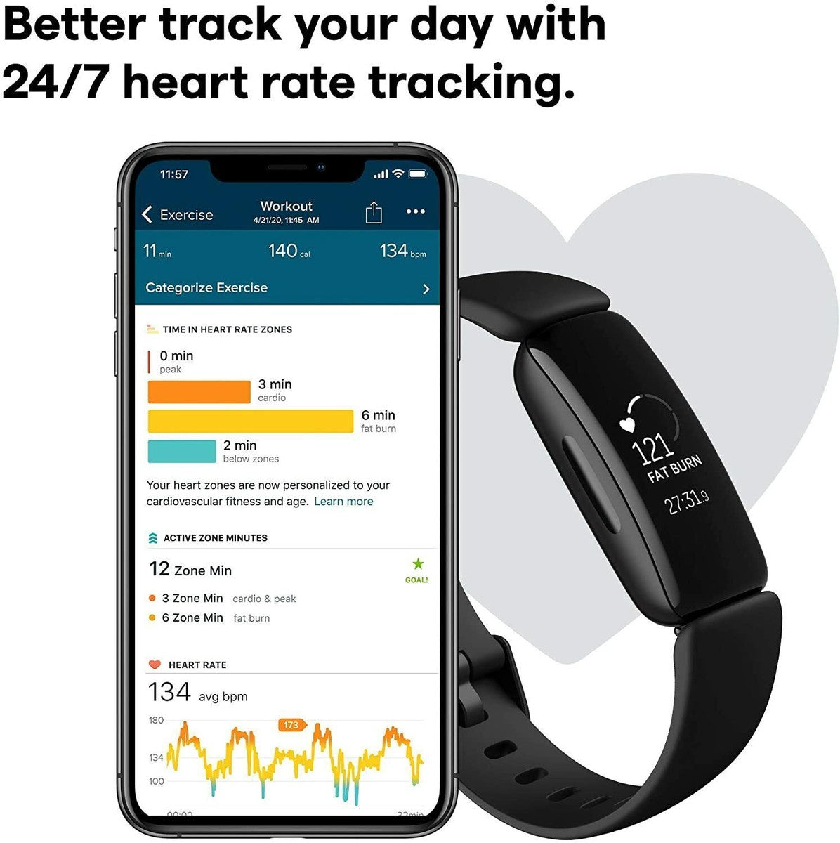 Brand New Fitbit Inspire 2 – Smart Health & Fitness Tracker | Heart Rate + Steps + Sleep Monitor | Lunar White | Fast Shipping